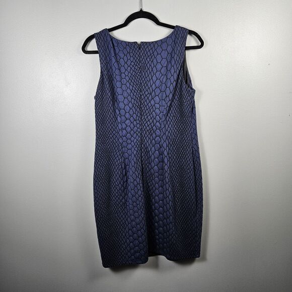 Nine West Dress Size 12P Sheath Knee length Reptile Print Blue/black Sleeveless - Picture 2 of 7